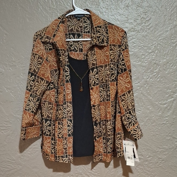 Notations Wome's Black and Brown Floral Jacket Size L - Picture 5 of 10